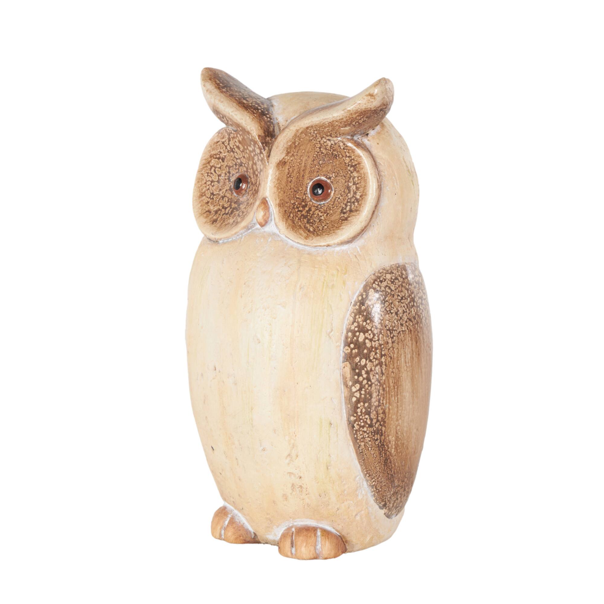 14.75" Cream & Brown MGO Owl Garden Sculpture